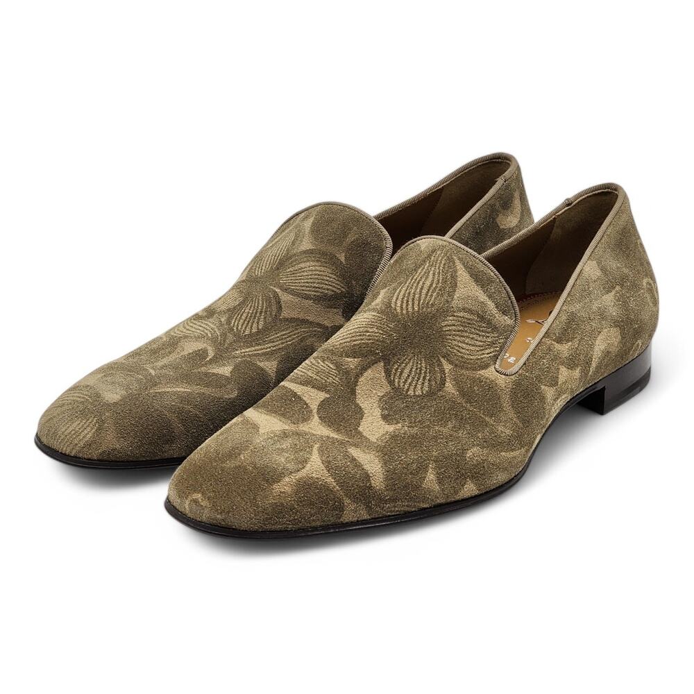 Christian Louboutin Dandelion Floral Suede Loafers Green EU 42 US 9 - New $995 - Picture 2 of 10